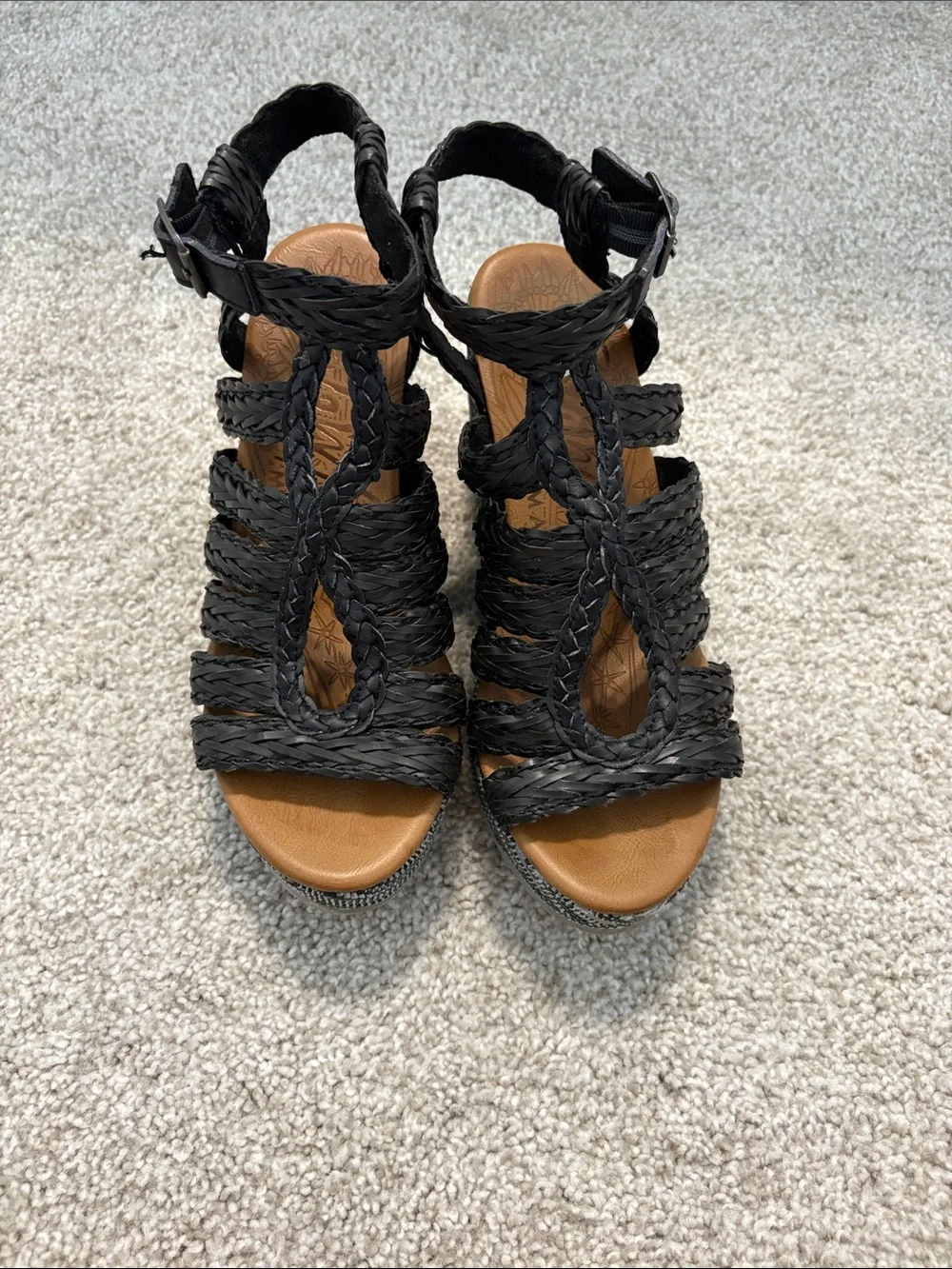 Black Braided Wedge Sandals - Women's Summer Heels